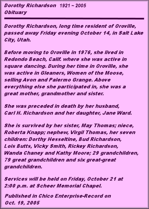 Dorothy Richardson Obituary
