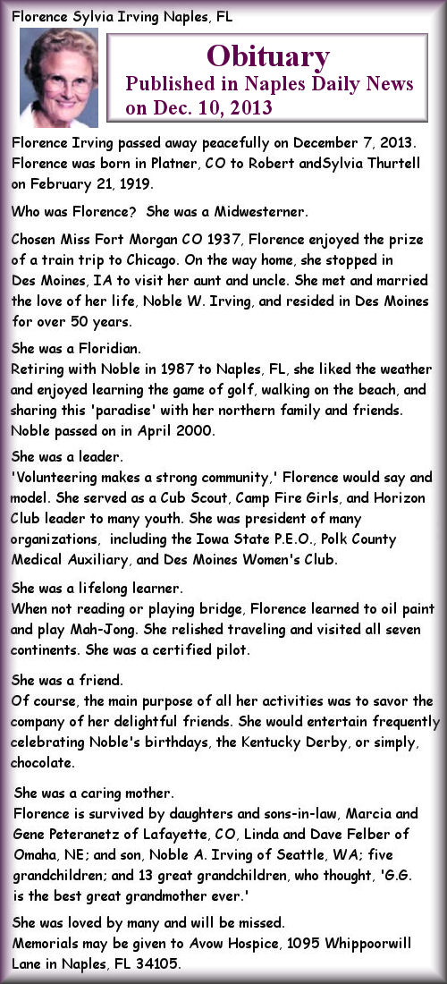 Florence S Irving
